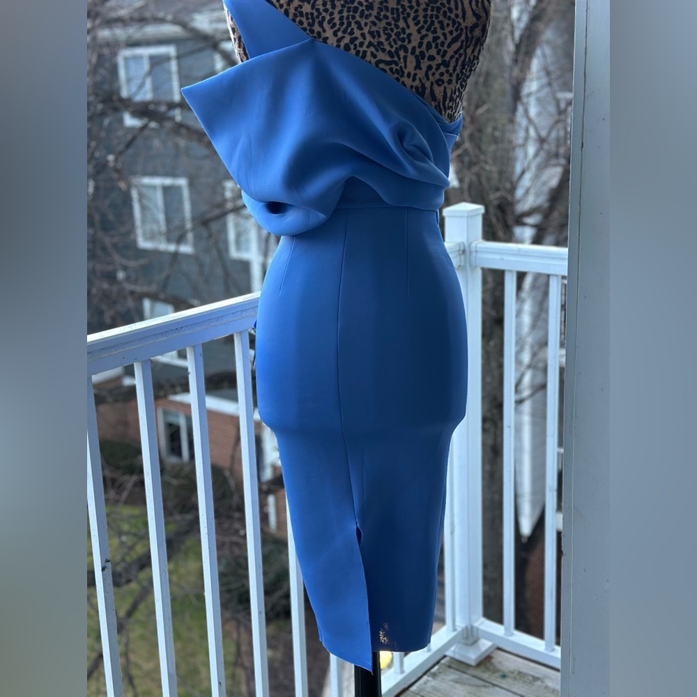 ASOS One-Shoulder Blue Draped Dress - Picture 6 of 10